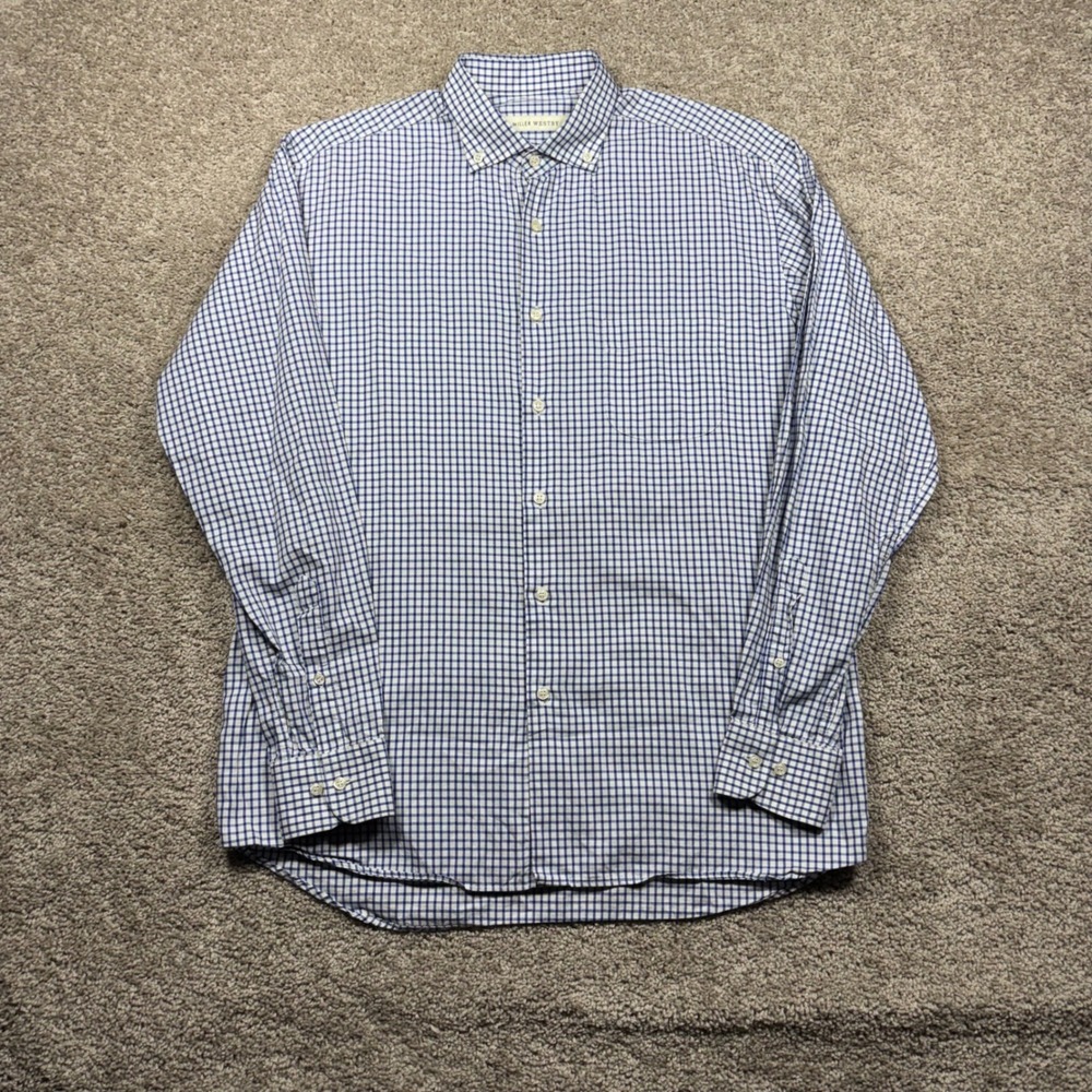 Miller Westby Mens Blue Gingham Check Cotton Button Down Shirt Size M Bulgaria